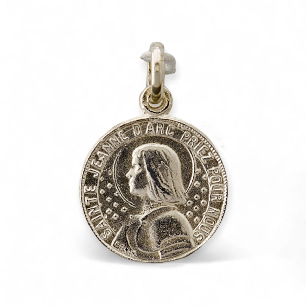 Medalla de Santa Juana de Arco y San Miguel Arcángel en plata