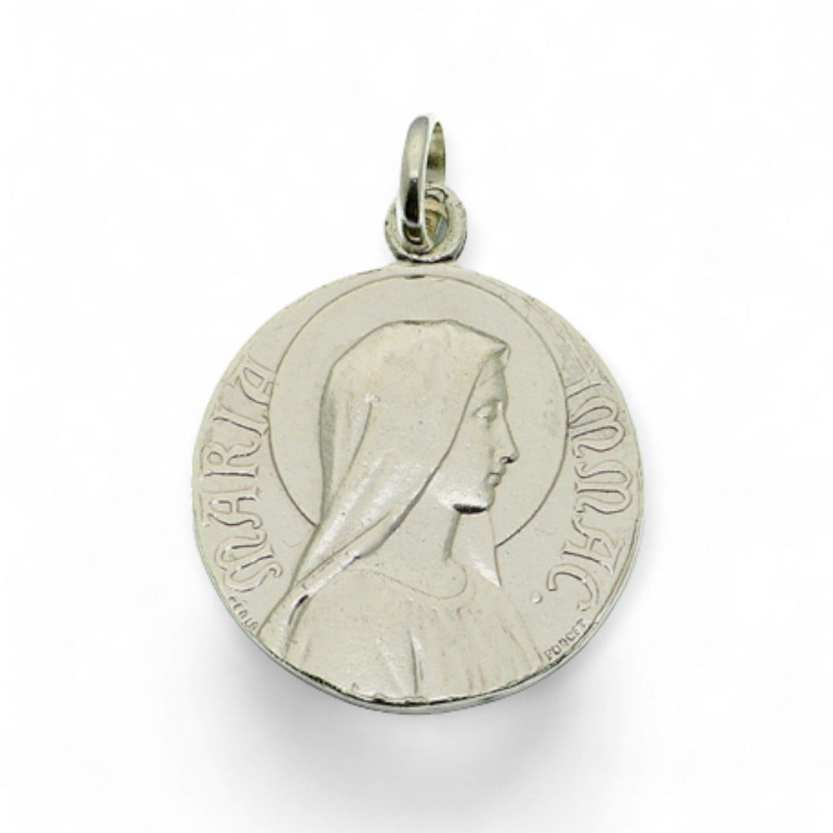 Medalla de la Virgen de Lourdes y María Inmaculada en plata - 20mm