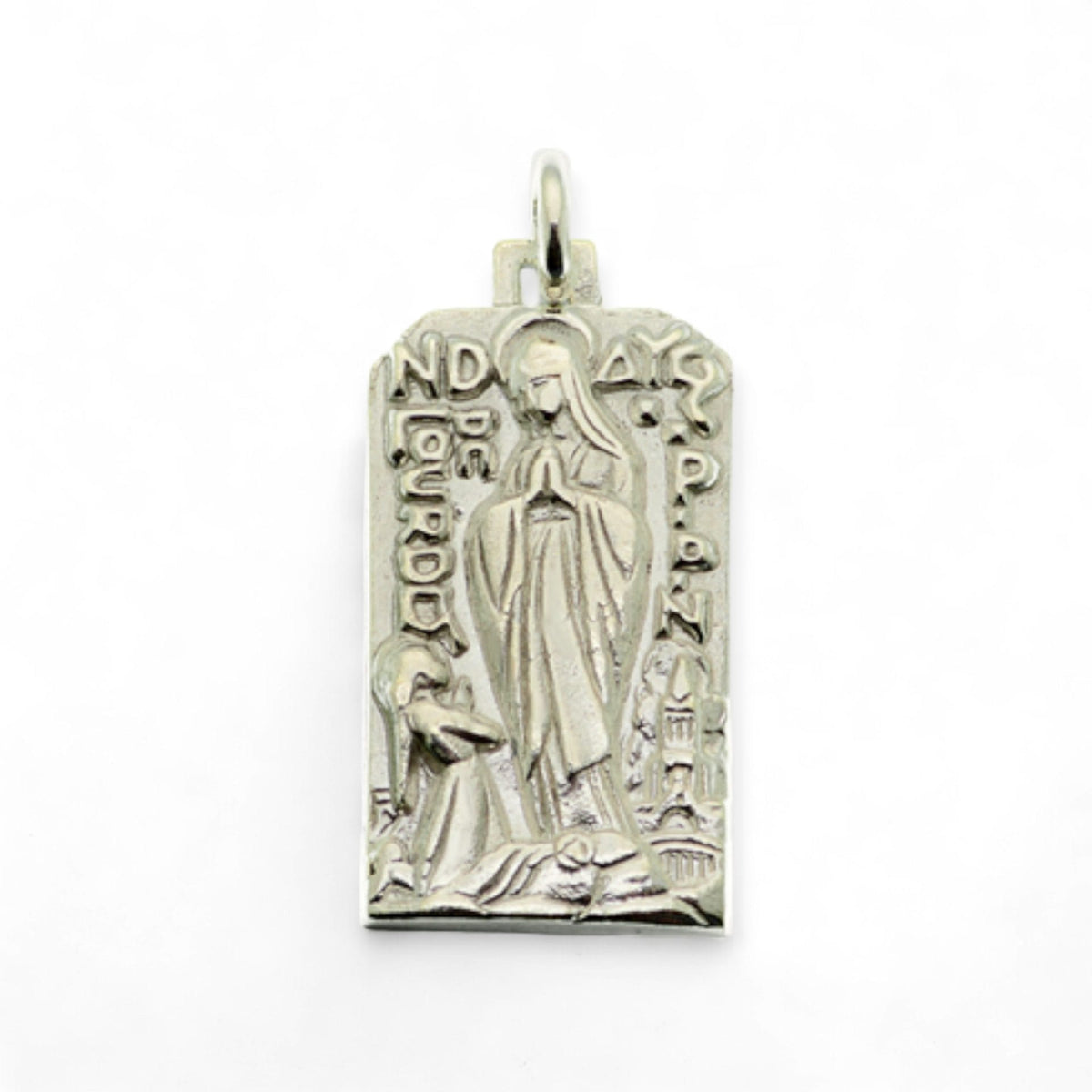 Medalla de la Virgen de Lourdes en plata - 30mm