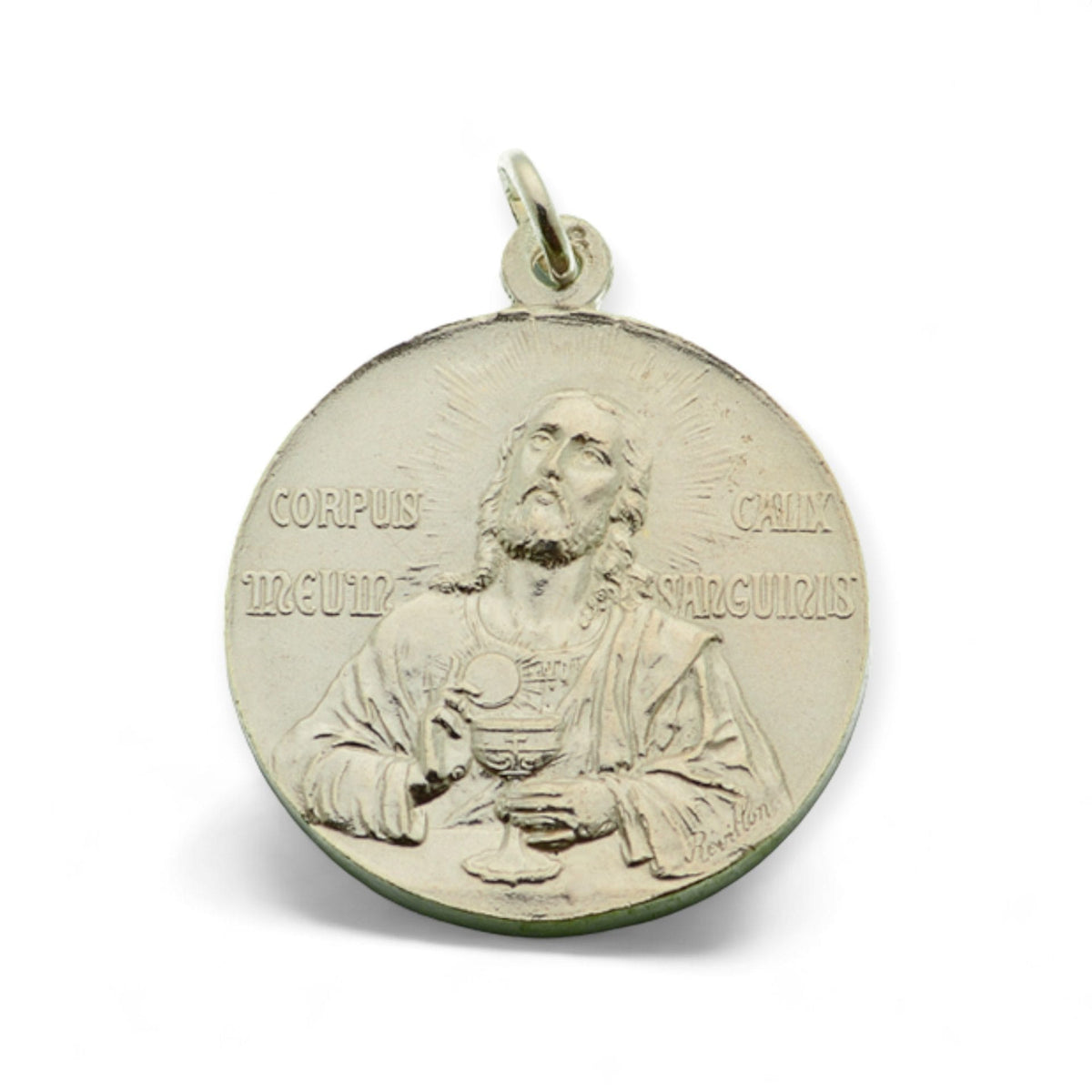 Medalla de la Primera Comunión y Virgen de las Gracias en plata