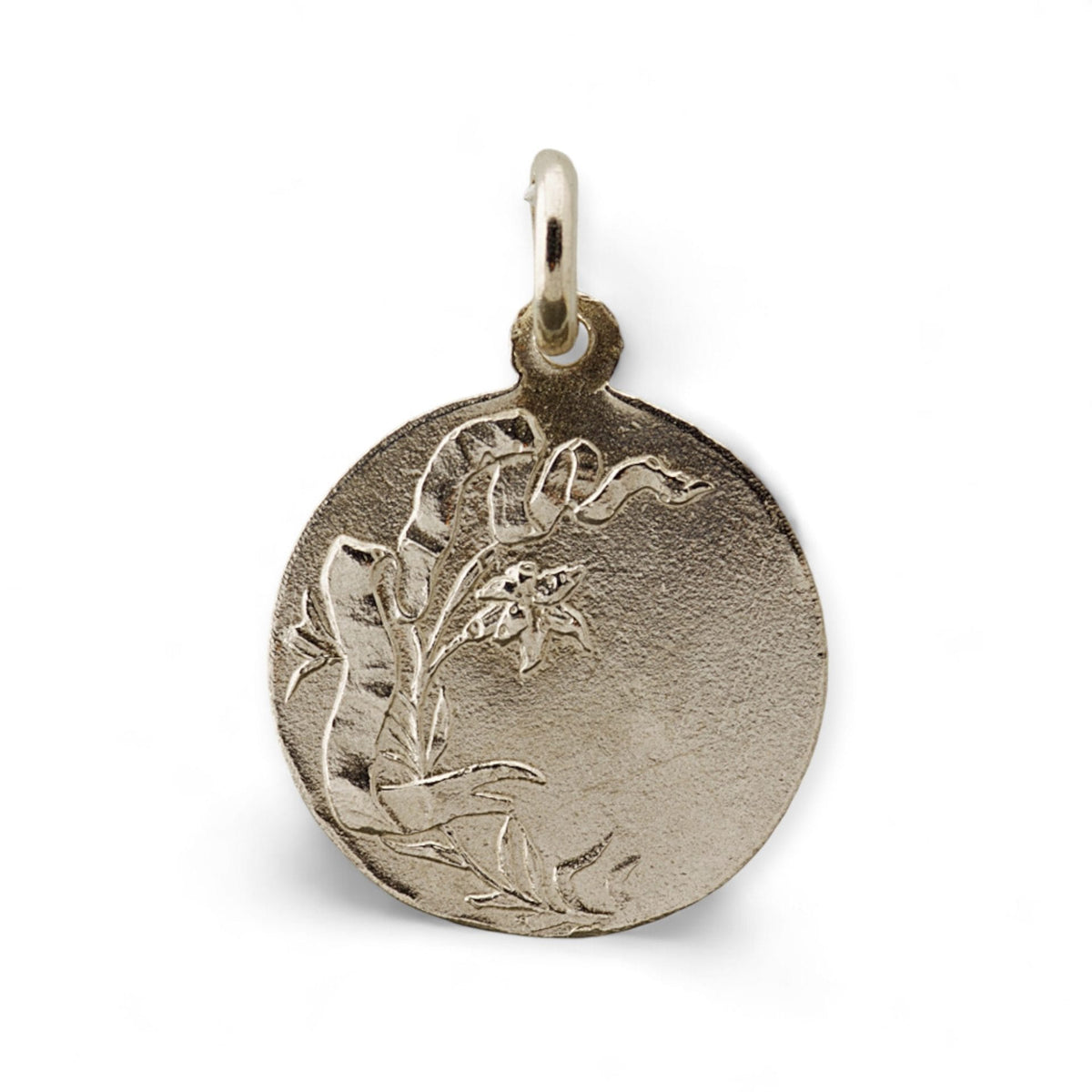 Medalla de la Virgen de las Rosas (Rosa Mística) en plata - detalle