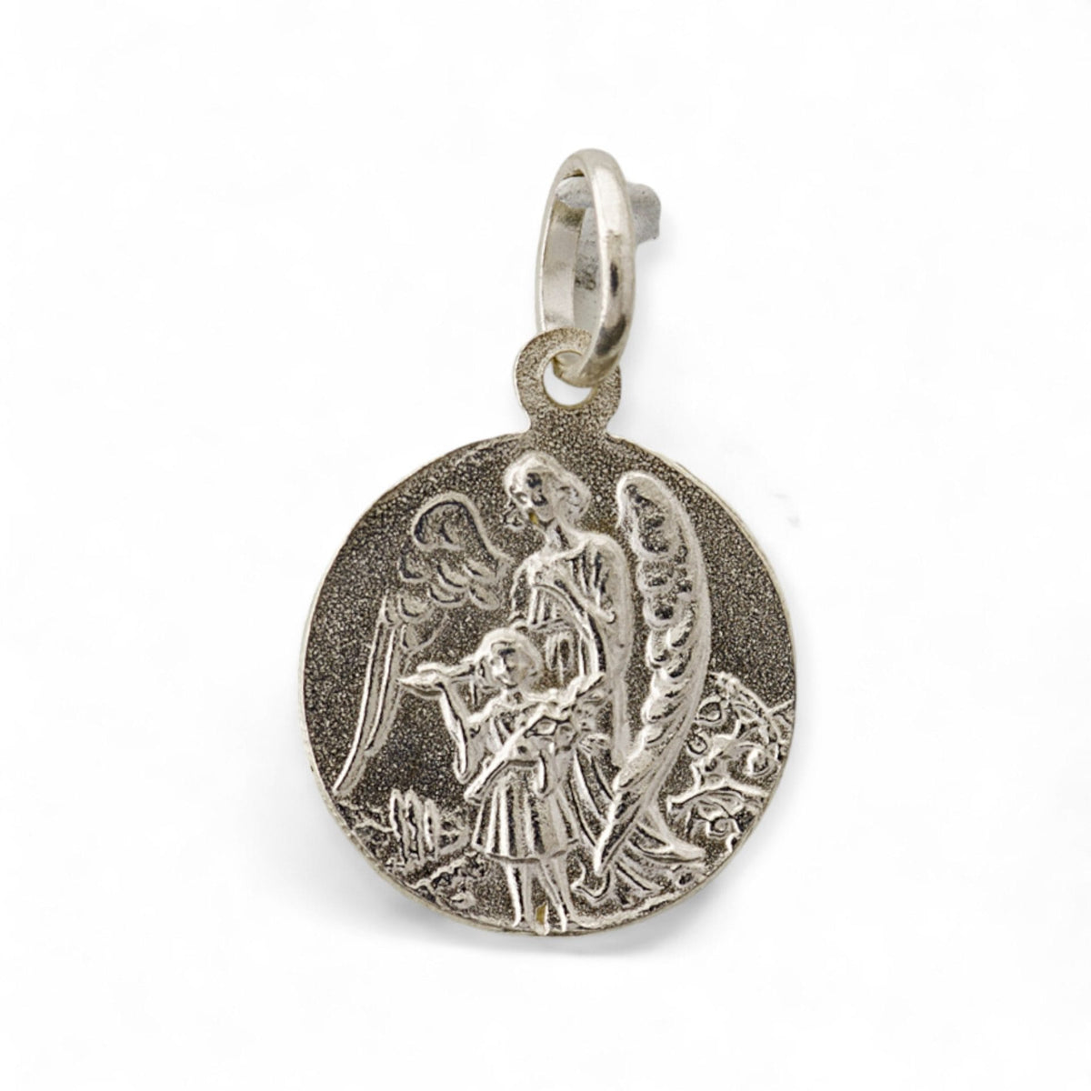 Medalla de San José y Ángel de la Guarda en plata - 17mm detalle