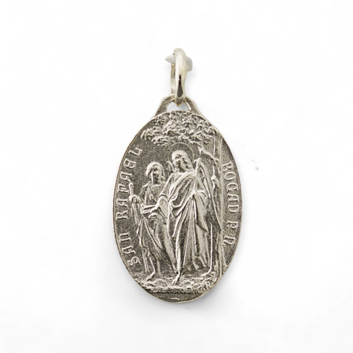 Medalla de San Rafael y Virgen del Pilar en plata