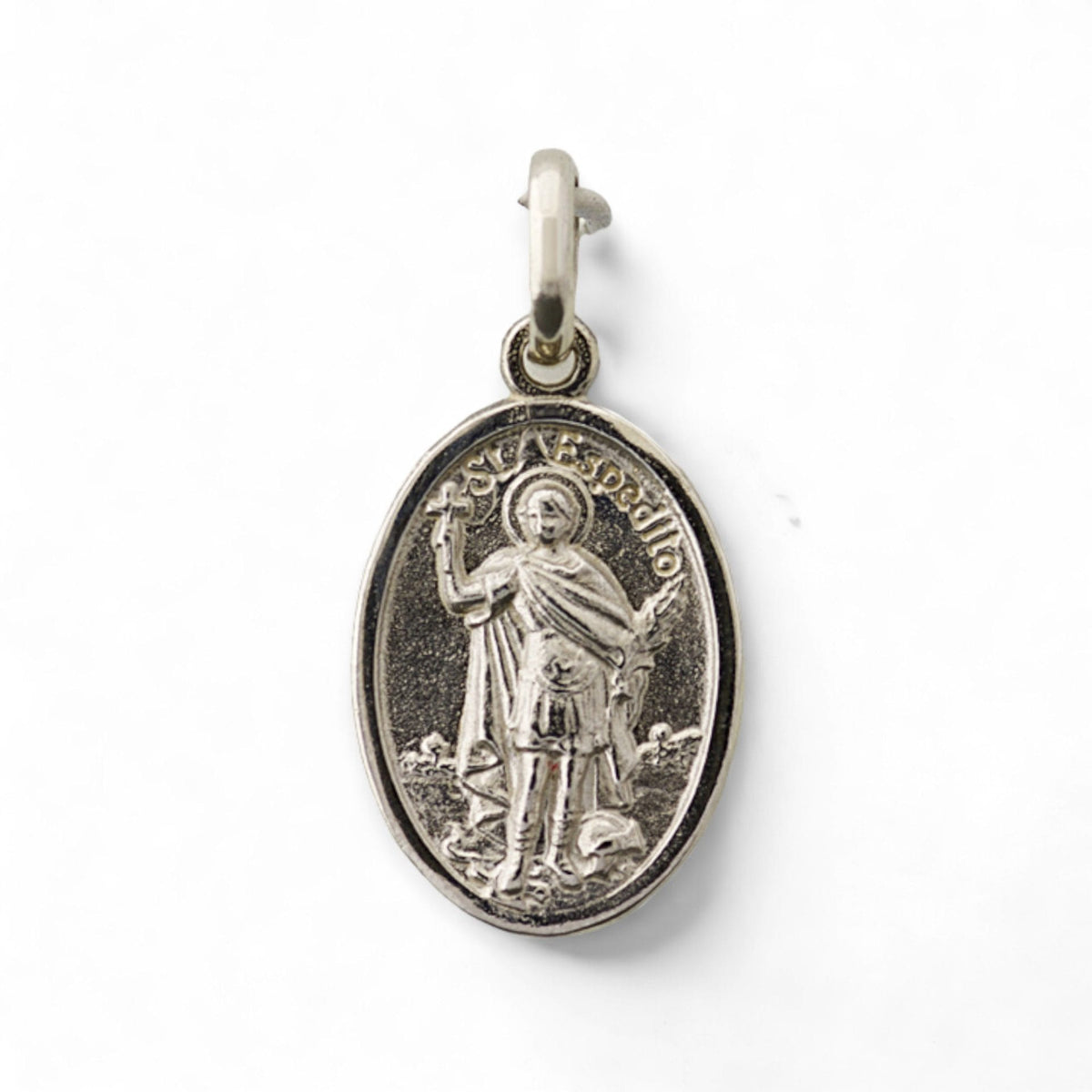 Medalla de San Expedito y Santa Rita en plata