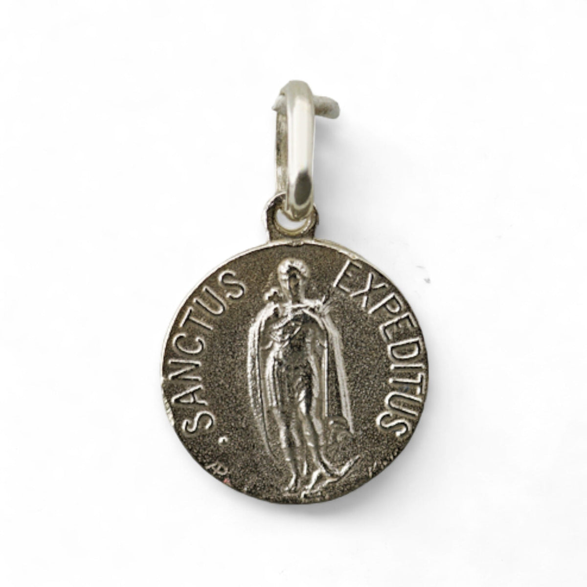 Medalla de San Expedito en plata - detalle
