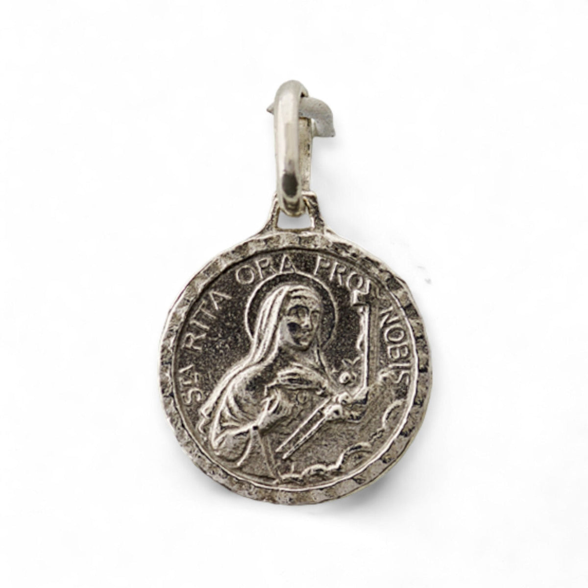 Medalla de Santa Rita de Casia en plata - tamaño pequeño