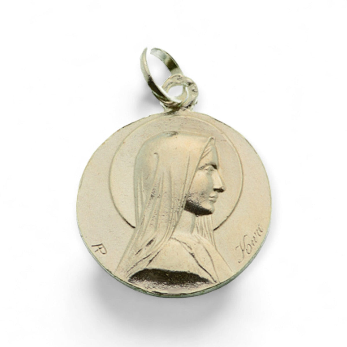 Medalla de la Virgen de Lourdes en plata - 19mm