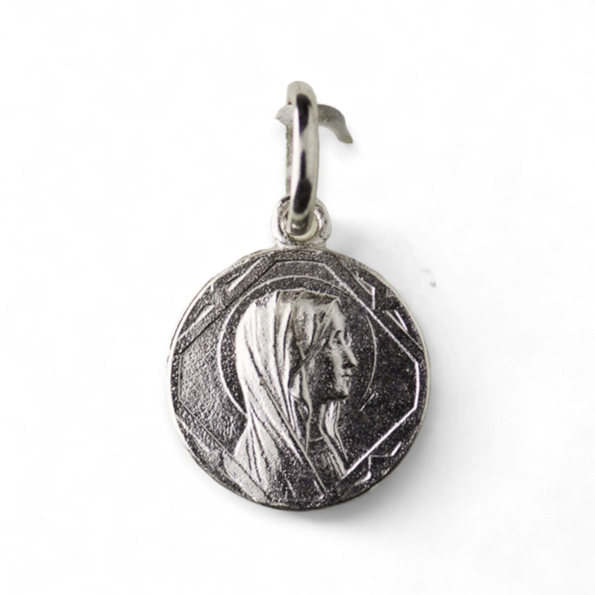 Medalla de la Virgen de Lourdes en plata - 14mm