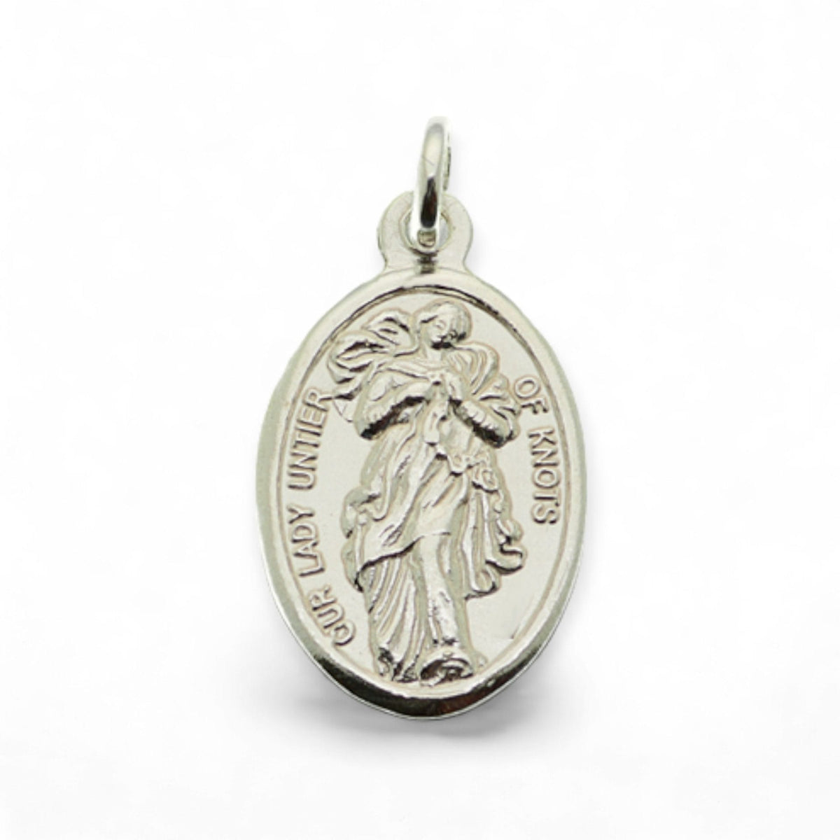 Medalla de la Virgen Desatanudos en plata