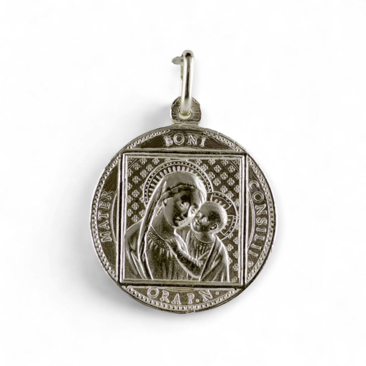 Medalla de la Virgen del Buen Consejo y Sagrado Corazón de Jesús en plata