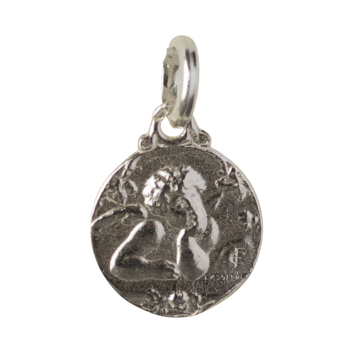 Medalla del Ángel de la Guarda en plata - 12mm