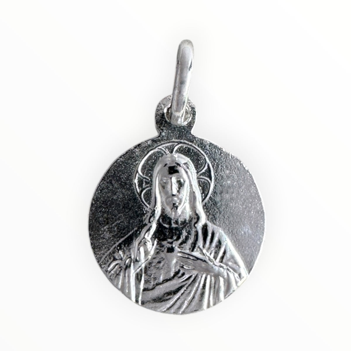Medalla escapulario de la Virgen del Remedio en plata 950 por el revés