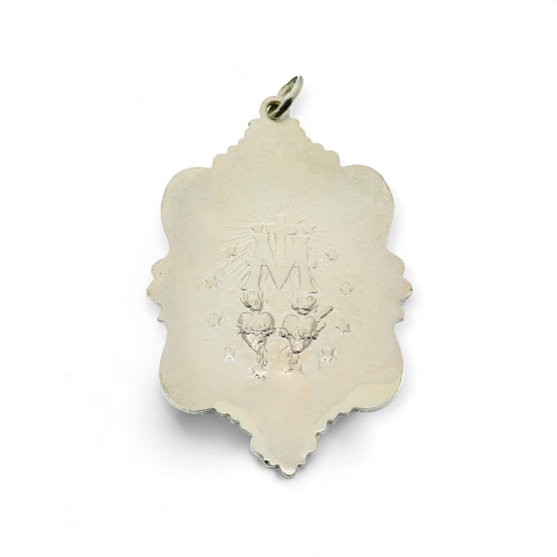 medalla milagrosa virgen de los rayos plata 57mm x 39mm reves
