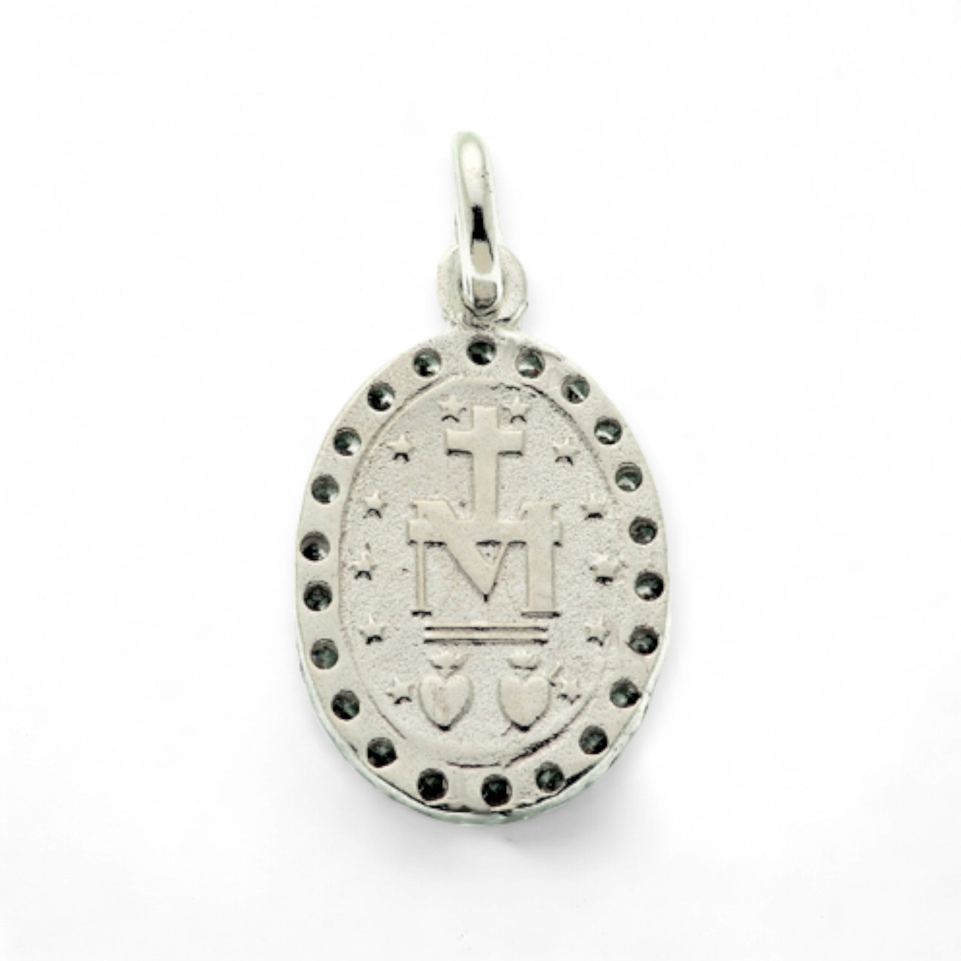 medalla milagrosa de plata con circones  reves