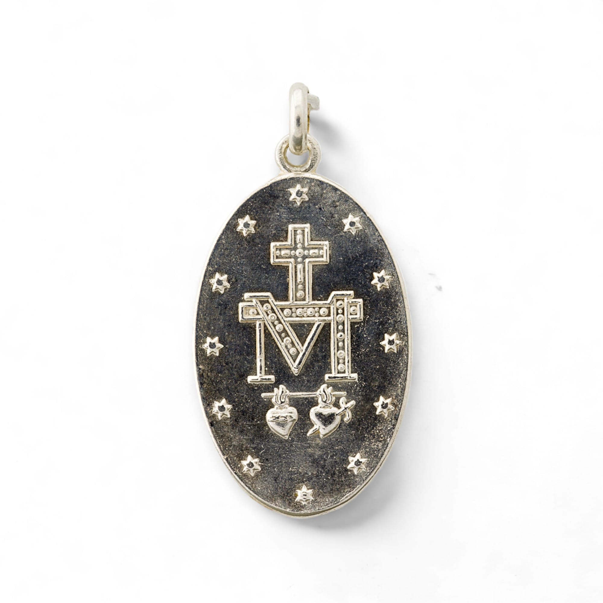 medalla milagrosa plata grande 42mm x 25mm reves