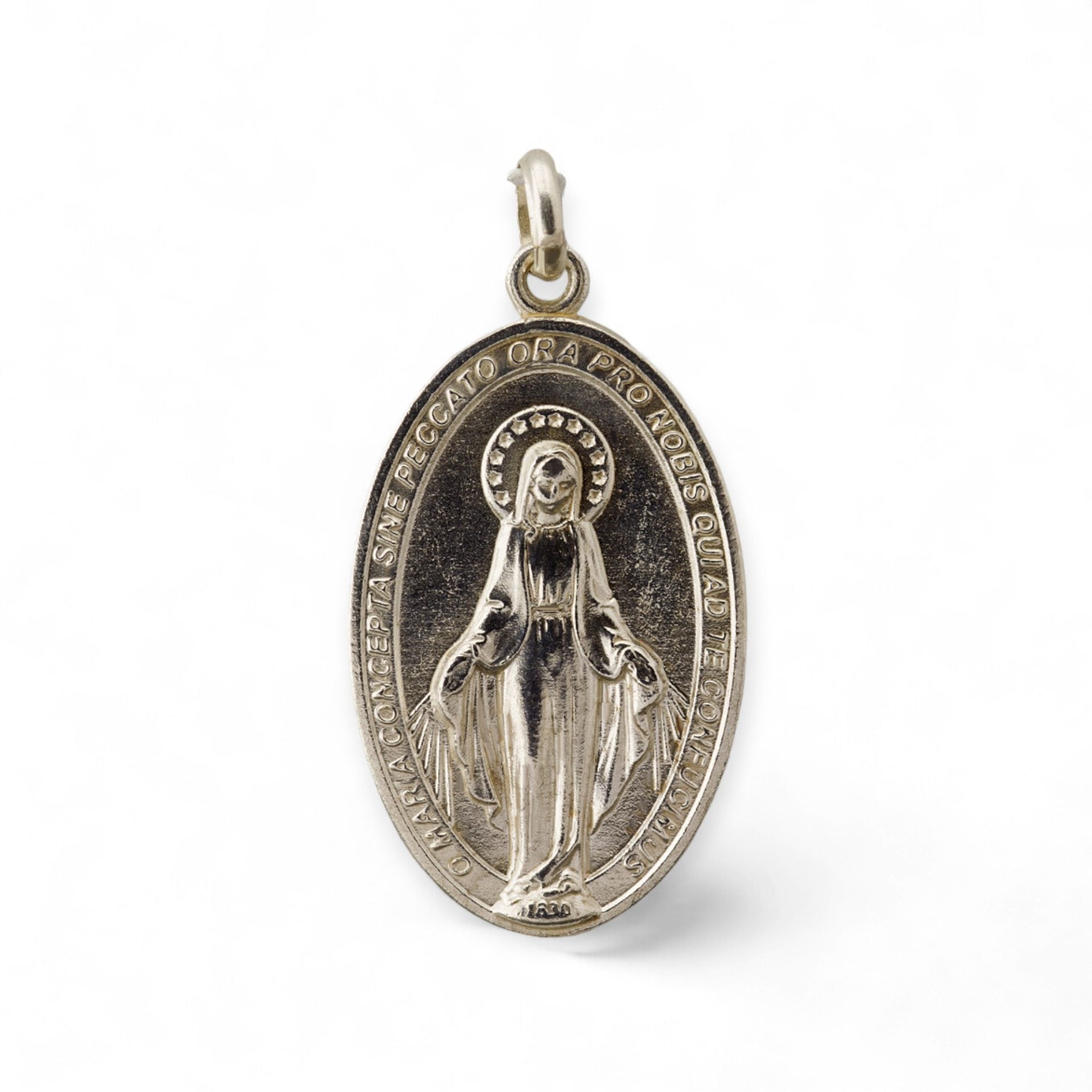 medalla milagrosa plata grande 42mm x 25mm