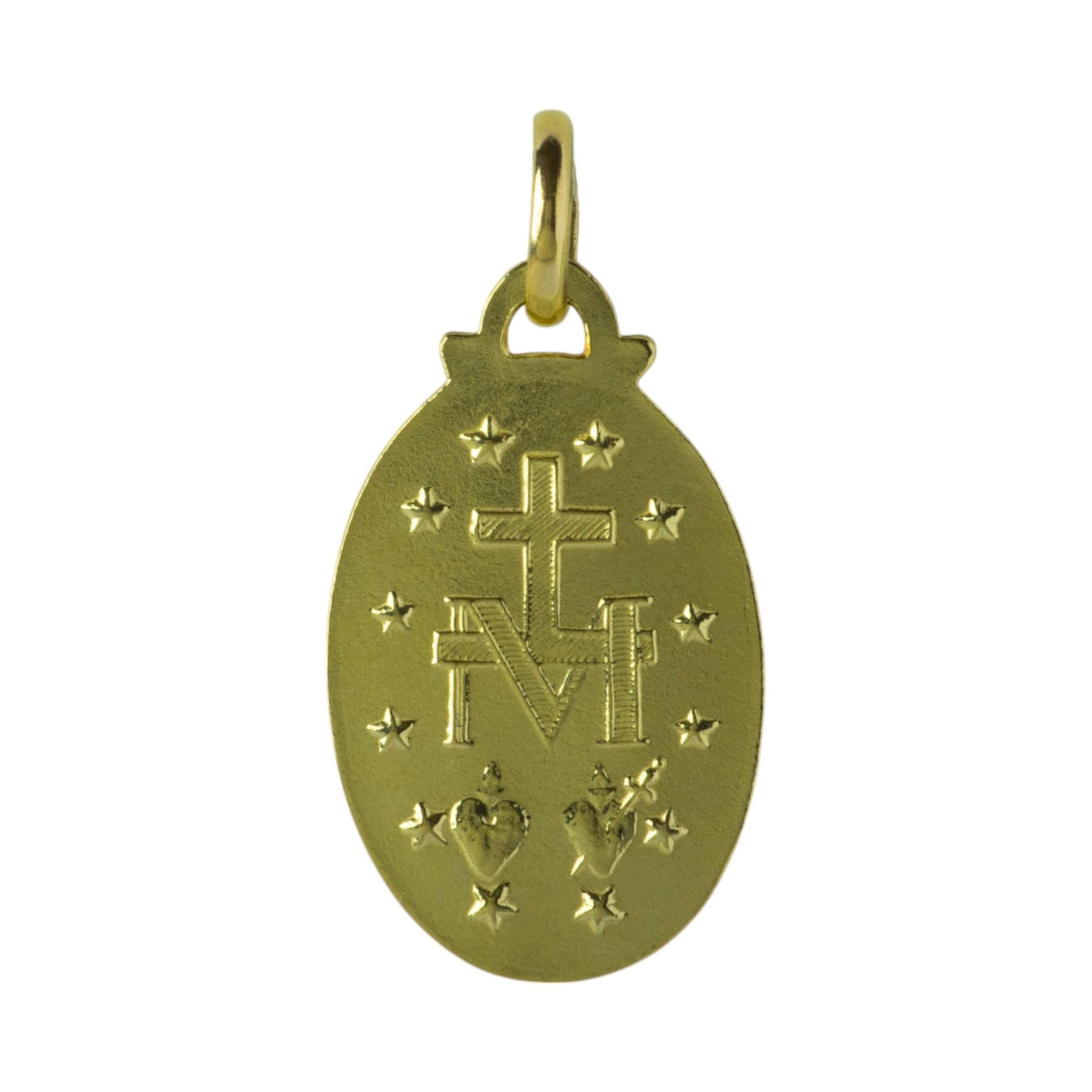 medalla milagrosa virgen de los rayos oro 18k 25mm reves