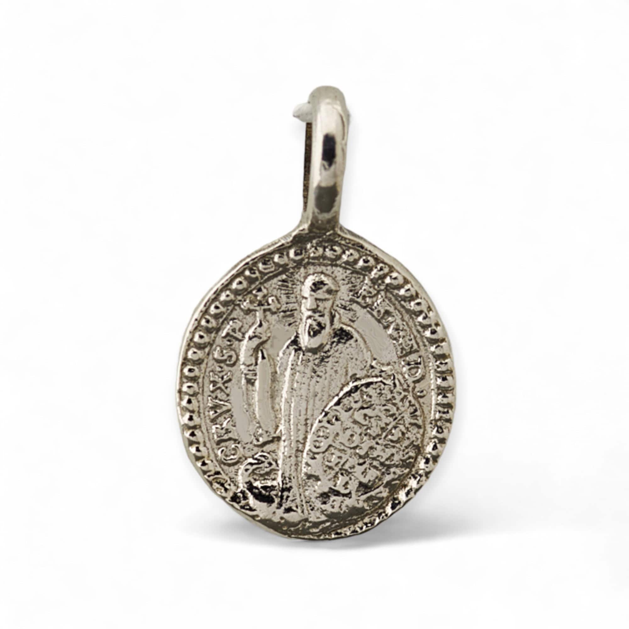 medalla san benito 17mm x 25mm plata 