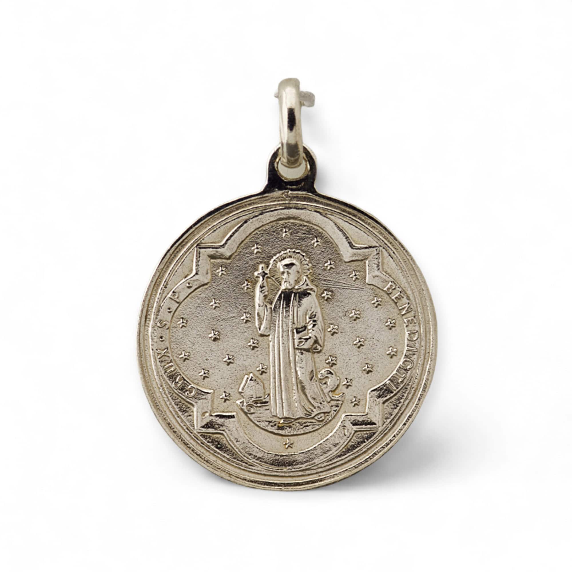 medalla san benito y virgen de monserrat plata 26mm 