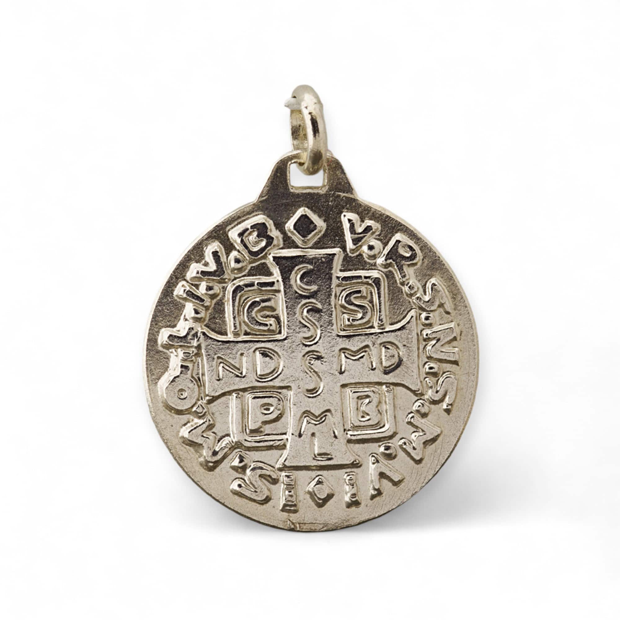 medalla san benito grande 30mm plata reves
