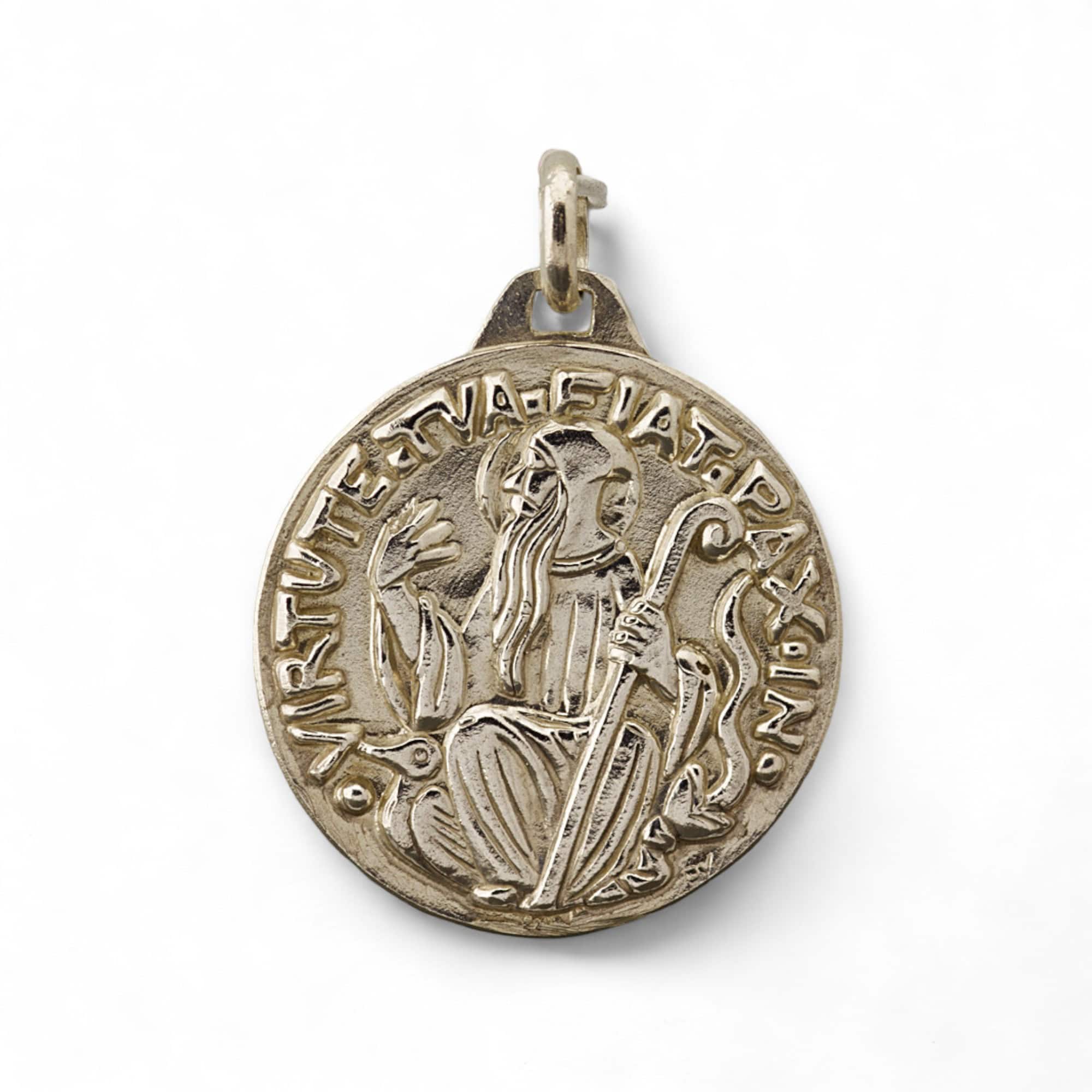 medalla san benito grande 30mm plata
