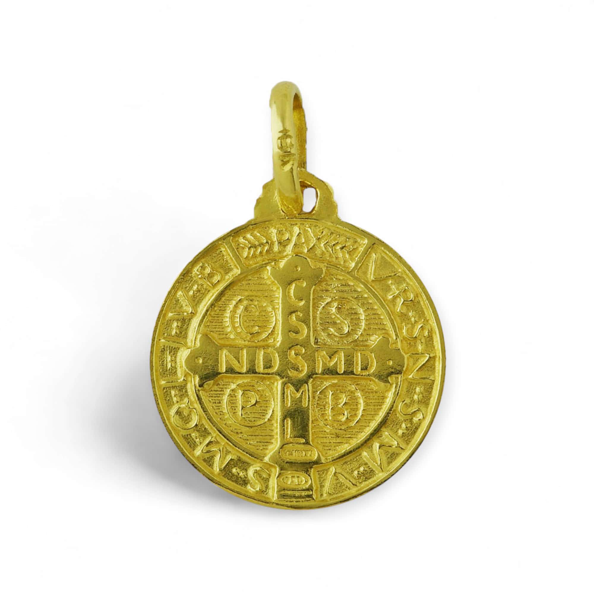 medalla san benito oro 18k 15mm reves