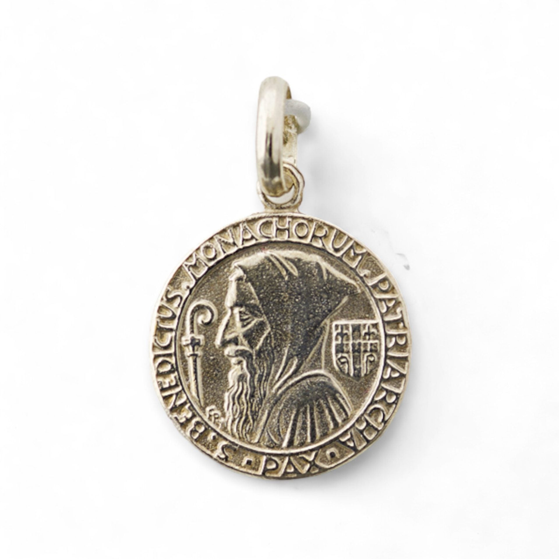 Medalla de San Benito de Perfil en plata 950 - 19mm