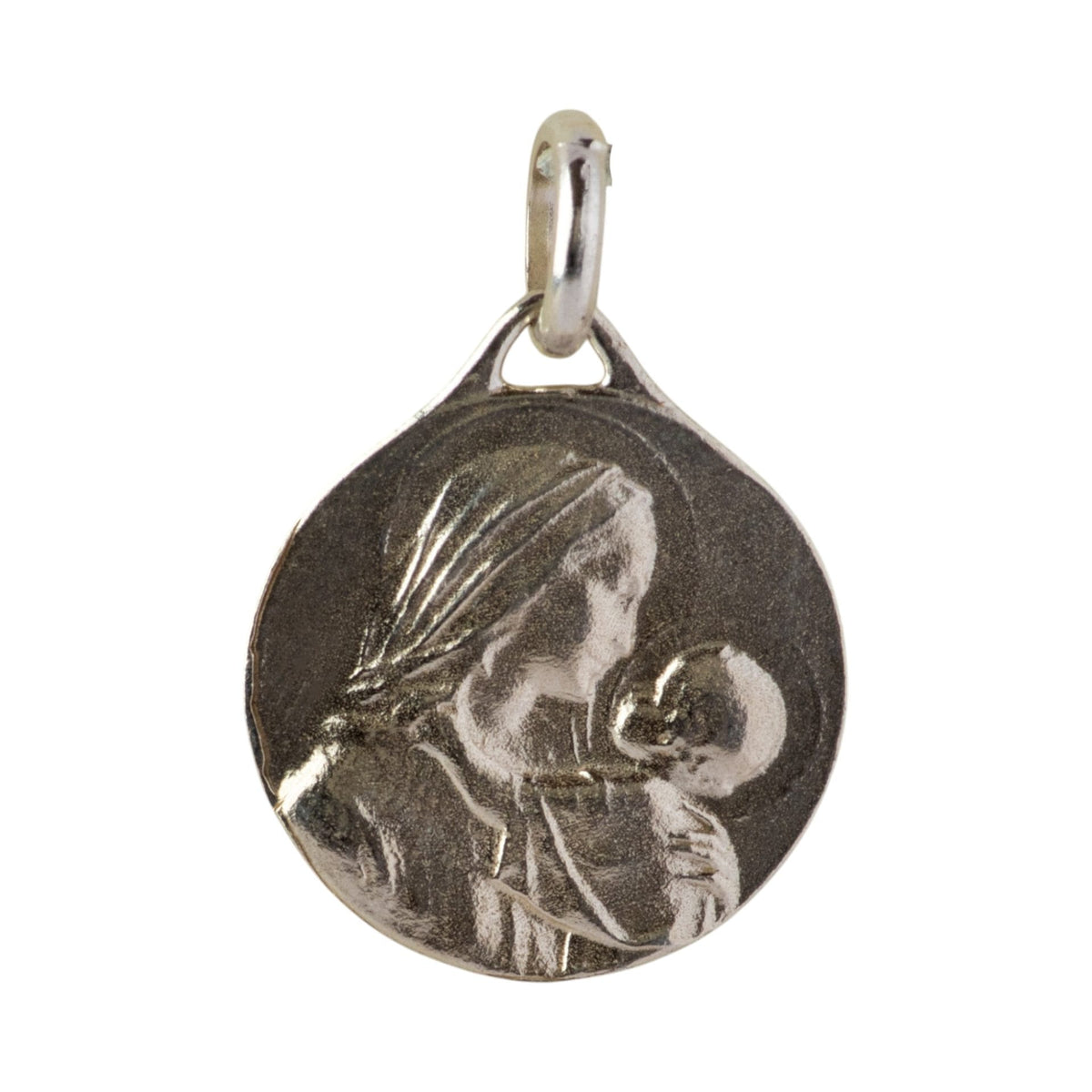 Medalla de la Virgen Maternal en plata