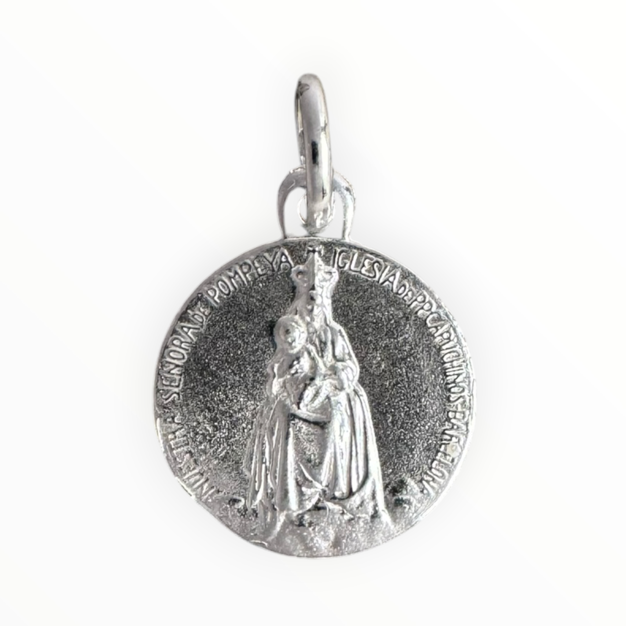 Medalla de la virgen de Pompeya en plata 950