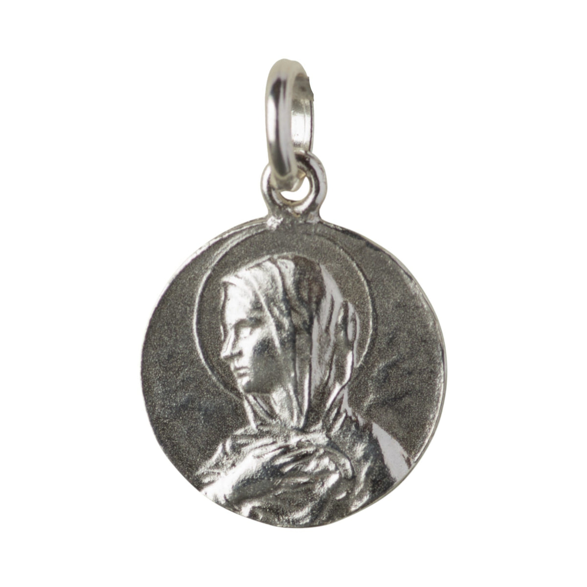 Medalla de la Virgen María con Manto en plata