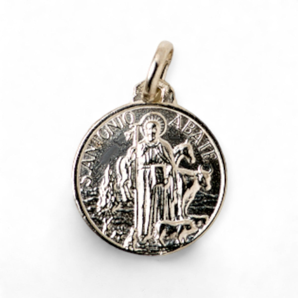 Medalla de San Antonio Abate en plata
