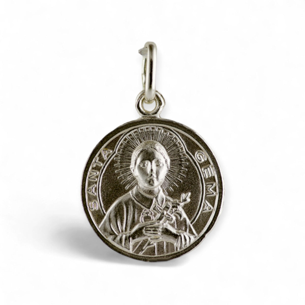 Medalla de Santa Gema Galgani en plata