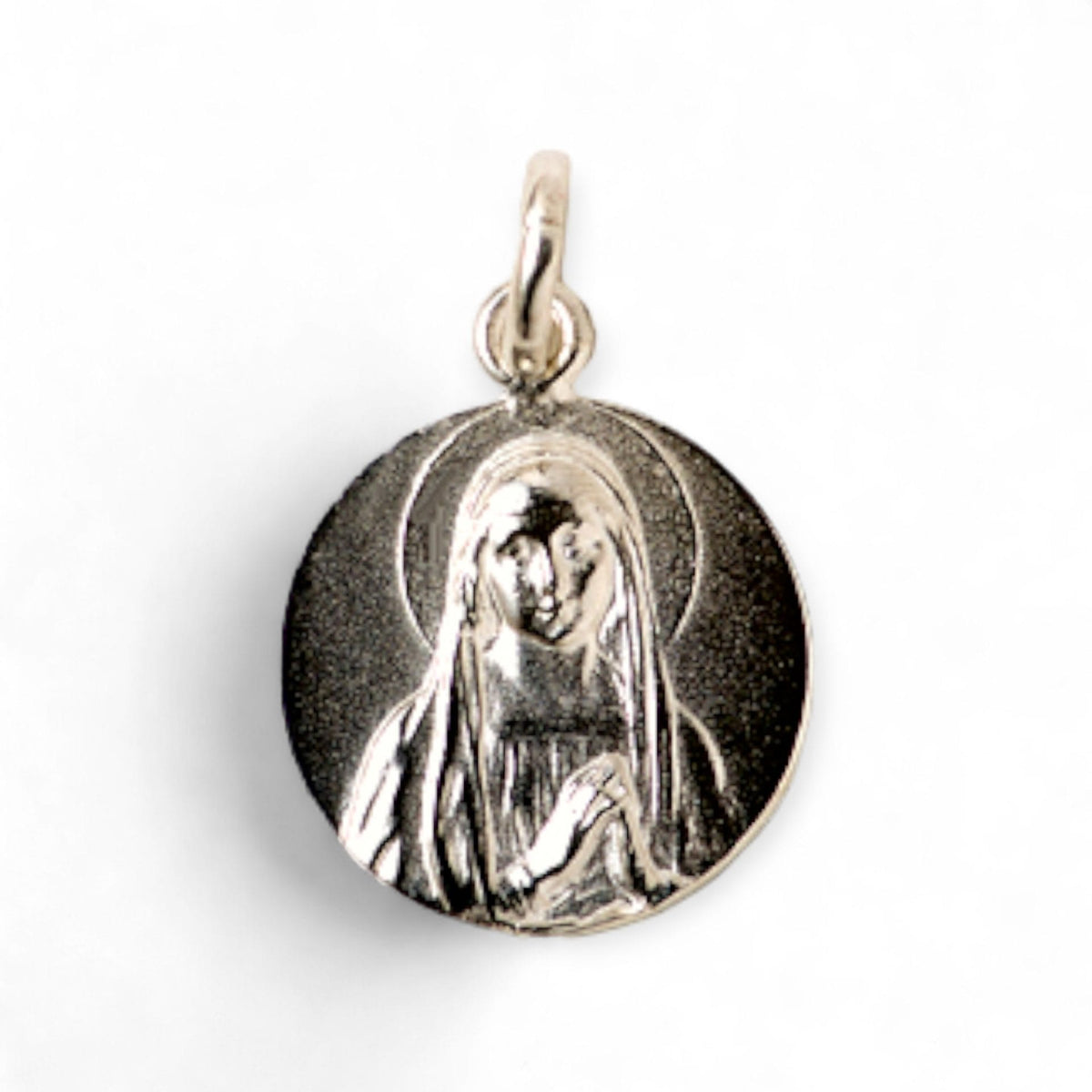 Medalla de la Virgen María Orando en plata